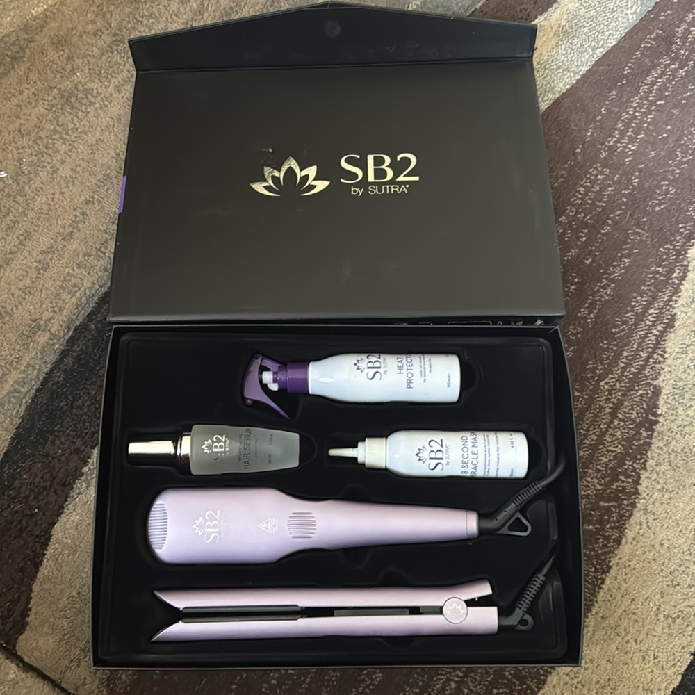 Sutra Beauty 5-Pc. Hair Styling Gift Set; Flat Iron, Heat Brush, Protectant NEW - Picture 3 of 11